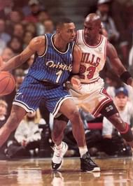 His Airness wearing the Air Jordan XI
